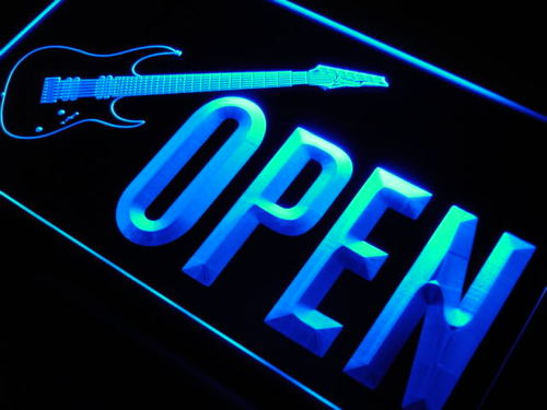 OPEN Guitars Shop Rock n Roll Neon Light Sign